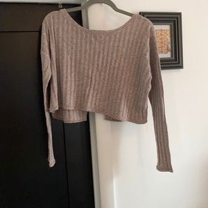 Free People We the Free Ribbed Cropped Sweater with open back
